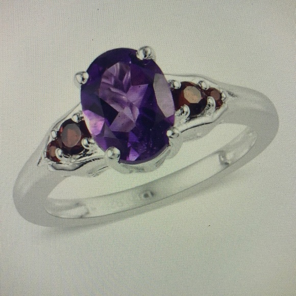 Made USA Delicate Beauty SS925 amethyst garnetRing - Picture 2 of 16